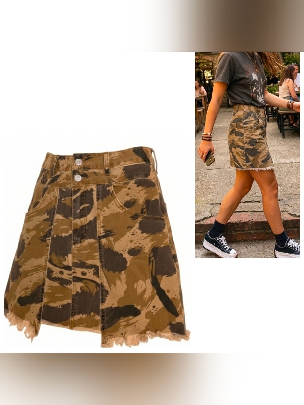 MSRP $68. ​POL Clothing Camo Raw Hem Mini Skirt - Size S. EUC